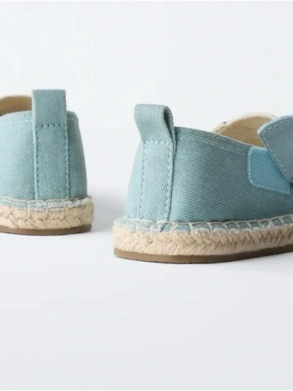 Zara Kids Striped Jute Slip-On Espadrilles in Light Blue and Cream